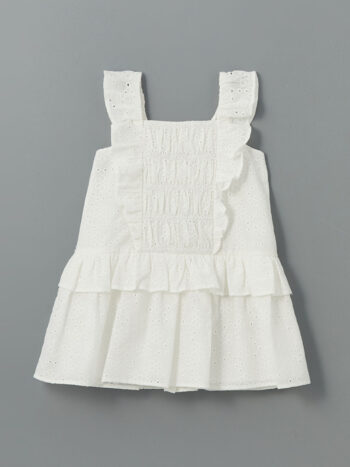LCW Kids White Square Collar Girl's Lace Dress