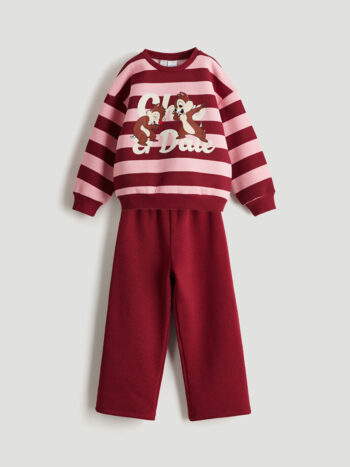 LCW Kids Pink Chip and Dale Printed Girls' Sweatshirt and Sweatpants