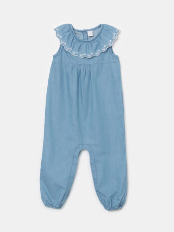 LCW Baby Blue Embroidered Girl Baby Jean Overalls