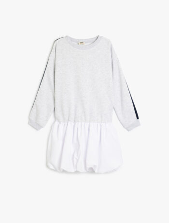 Girls' Bicycle Neck Long Sleeve Sweat Dress