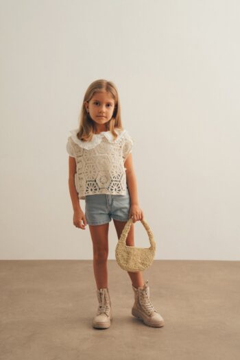 Lace Knit Vest and Shorts Set