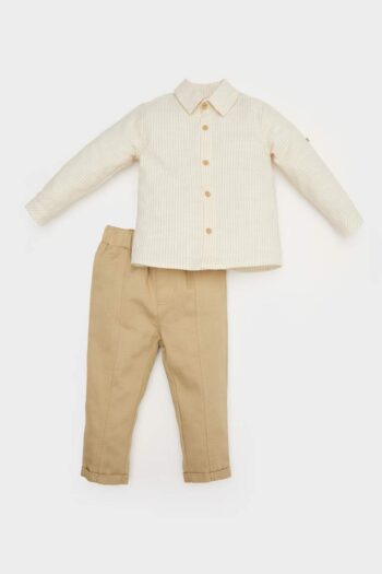 Boys' Baby 2-Piece Set with Striped Long Sleeve Shirt and Pants