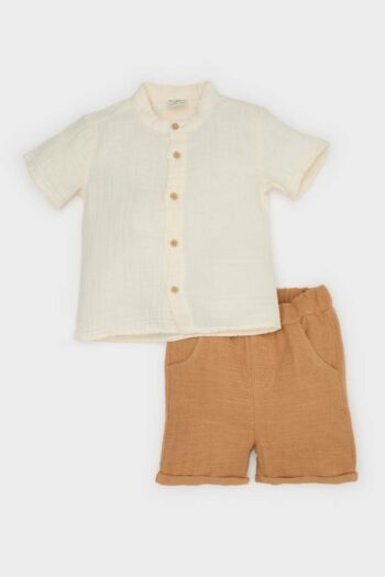 Boys' Baby 2-Piece Muslin Short Sleeve Shirt with Elastic Waist Shorts