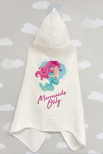 Tuğba Kuğu 4-Layer Muslin Hooded Towel - Young Series - Pink-Haired Mermaid