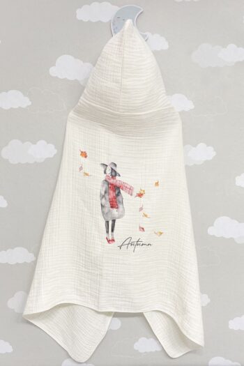Tuğba Kuğu 4-Layer Muslin Hooded Towel - Young Series - Watercolor Autumn