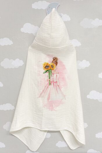 Tuğba Kuğu 4-Layer Muslin Hooded Towel - Young Series - Sunflower Princess