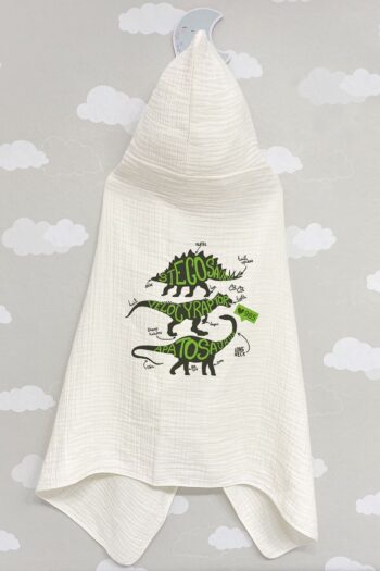 Tuğba Kuğu 4-Layer Muslin Hooded Towel - Young Series - Triple Dinosaur
