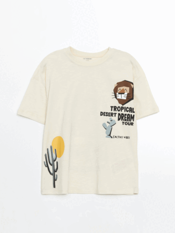 LCW Kids                                                                                       Printed Crew Neck T-Shirt for Boys