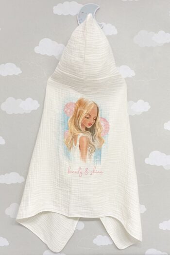 Tuğba Kuğu 4 Layer Muslin Hooded Towel - Young Series - Golden Haired Girl