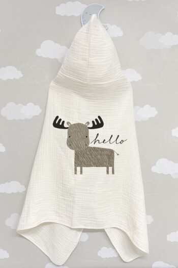 Tuğba Kuğu 4 Layer Muslin Hooded Towel - Pure Baby Series - Deer
