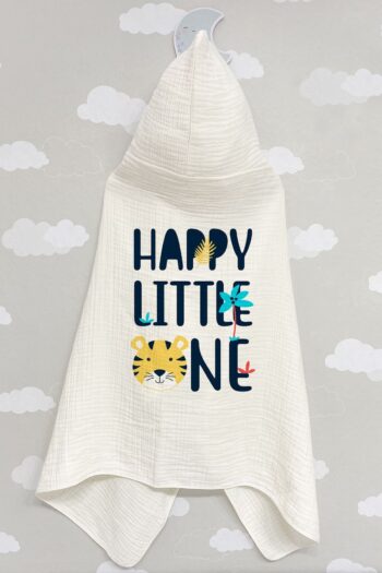Tuğba Kuğu 4-Layer Muslin Hooded Towel - Pure Baby Series - Happy Lion