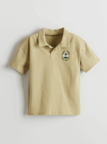 LCW Kids Haki Resort Printed Collar Boys' T-Shirt