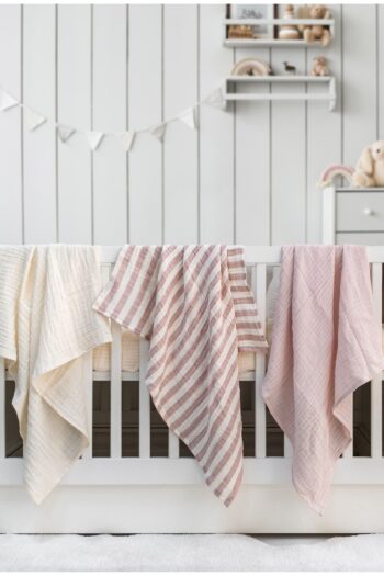 EIFIN Muslin Cloth & Blanket 3-Piece Set 100% Cotton Oeko-Tex Certified 80x70 cm