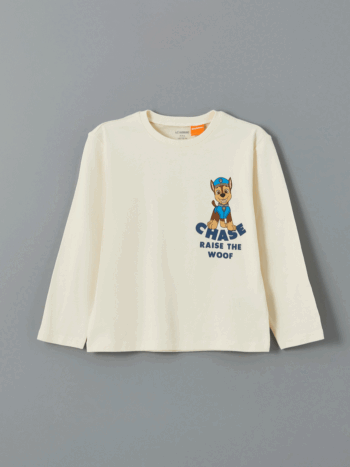 LCW Kids Beje Crew Neck Paw Patrol Printed Boys' T-Shirt