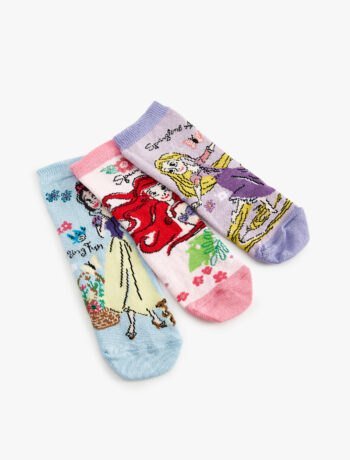 Disney Princess Licensed 3-Pair Sock Set for Girls