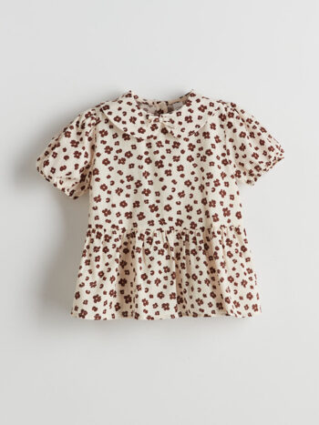 LCW Kids Bej Baby Collar Floral Girl's Shirt