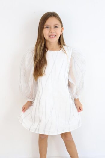 Ecru Dress with Shine Details for Girls - Corrine