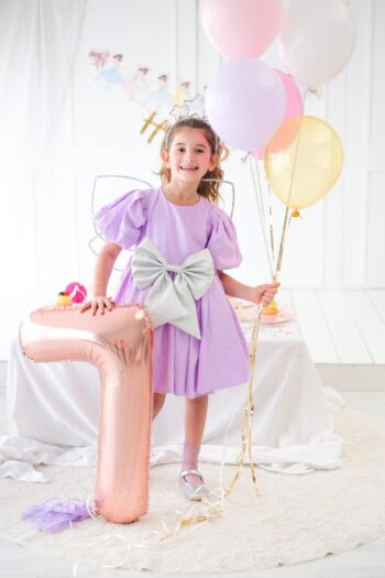 Lila Bow Detailed Girl's Dress - Celine