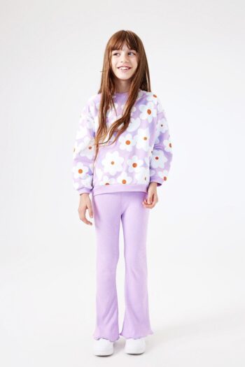Lila Flower Printed Girls' Sweatpants Set - Gemma