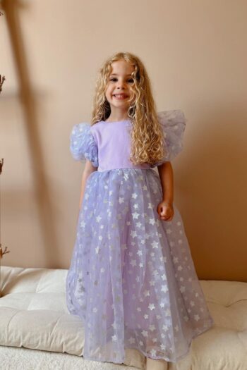 Lila Starry Tulle Skirt Girl's Dress - Elsa