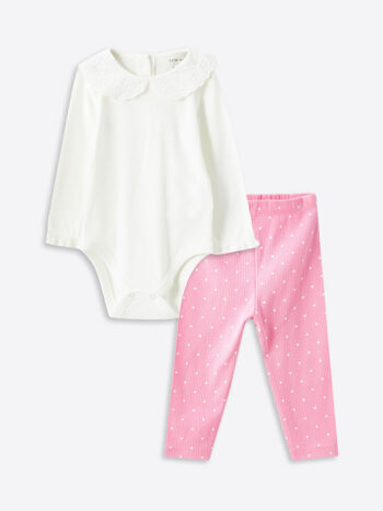 LCW Baby                                                                                      Off-White Girl Baby Bodysuit and Sweatpants Set 2-Piece
