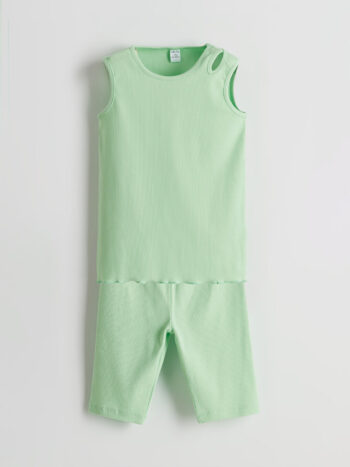 LCW ECO Green Bicycle Collar Girl's Tank Top and Leggings Set of 2
