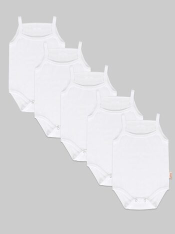 Vitmo 5-Pack Baby Bodysuit - White with 100% Organic Cotton and Strap
