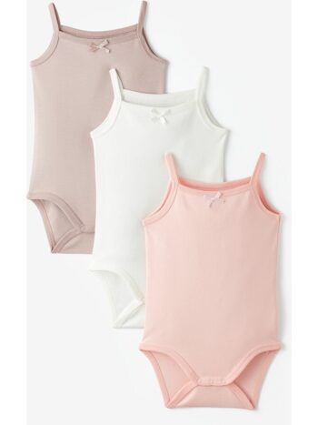 June Pink Girl Baby 3-Piece Strappy Interlock Tank Bodysuit