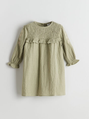 LCW Kids Green Bicycle Collar Girls Muslin Dress