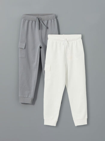LCW Kids                                                                                         Off-White Elastic Waist Boy's Jogger Sweatpants Set of 2