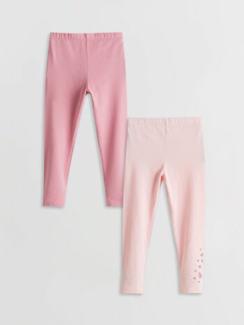 LCW Kids Pink Elastic Waistband Girls' Leggings 2-Pack