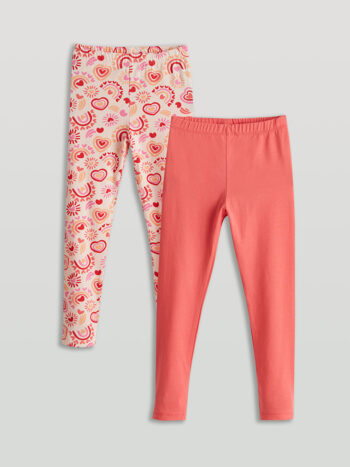 LCW ECO                                                                                       Coral Waistband Printed Girls' Leggings 2-Pack