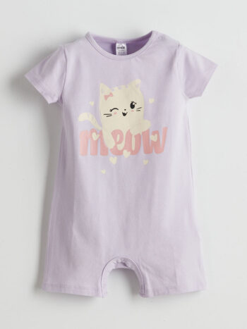 LCW ECO Lila Printed Round Neck Baby Girl Bodysuit