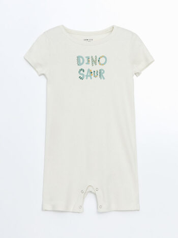 LCW ECO  Off-White Crew Neck Cotton Baby Boy Romper