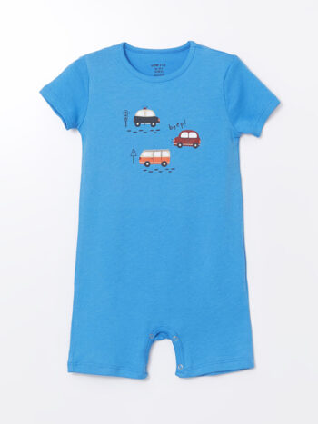 LCW ECO Blue Crew Neck Cotton Baby Boys' Romper