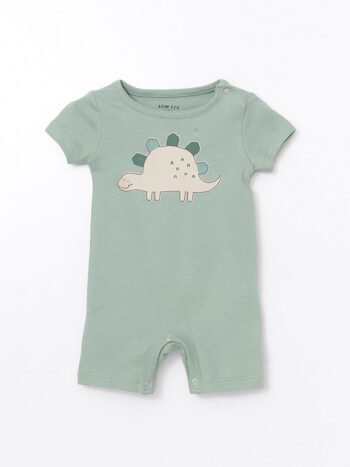 LCW ECO Green Bicycle Neck Printed Baby Boy Romper