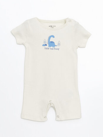 LCW ECO                                                                                         Cream Bicycle Neck Printed Baby Boy Jumpsuit