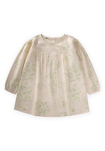 Patterned Dress for Ages 2-6, Green Floral Print