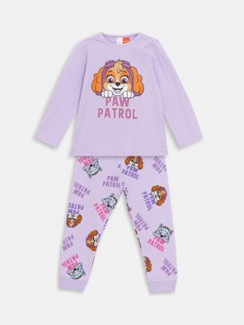 LCW Baby Lila Crew Neck Paw Patrol Printed Girls' Pajama Set