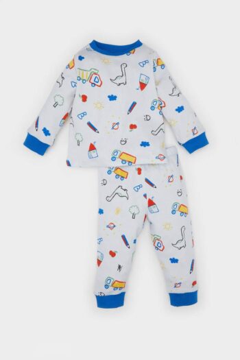 Boys' Dinosaur Print Long Sleeve Ribbed Knit 2-Piece Pajama Set