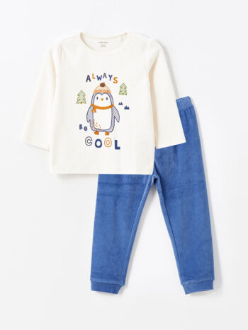 LCW Baby Velour Crew Neck Boys' Pajama Set