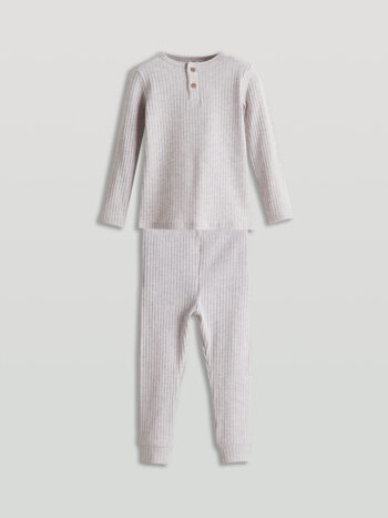 LCW Baby Beje Crew Neck Boys' Baby Pajama Set