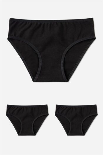 BAYKAR Girls' Cotton Bikini Cut Basic Underwear 3-Pack Black