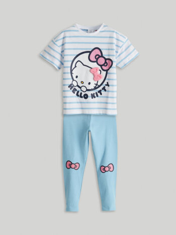 LCW Kids Mavi Hello Kitty Printed Girls T-shirt and Leggings Set (2 Pieces)