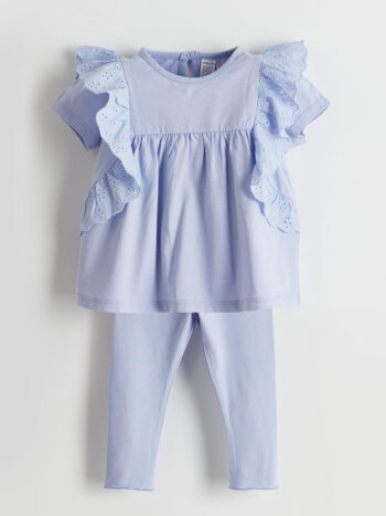 LCW ECO Lila Crew Neck Basic Girls’ Blouse and Leggings Set (2 Pieces)