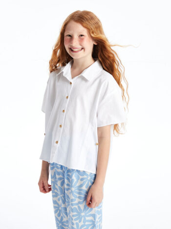 LCW Kids White Basic Short Sleeve Girls Crop Shirt