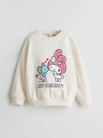 LCW Kids  Off-white Hello Kitty Printed Girl's Thick Sweatshirt