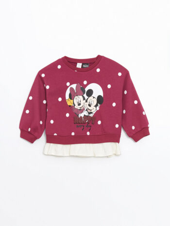 LCW Kids Red Minnie Mouse Printed Girl's Sweatshirt