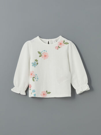 LCW Kids  Off-White Floral Print Girls' T-Shirt