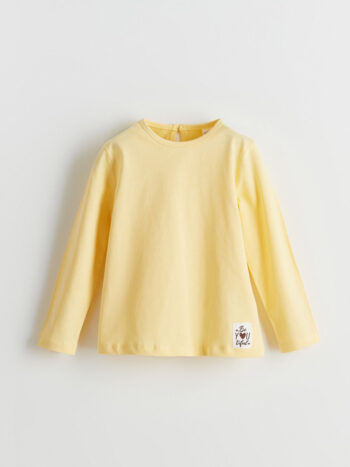 LCW ECO Yellow Printed Bicycle Neck T-Shirt for Girls
